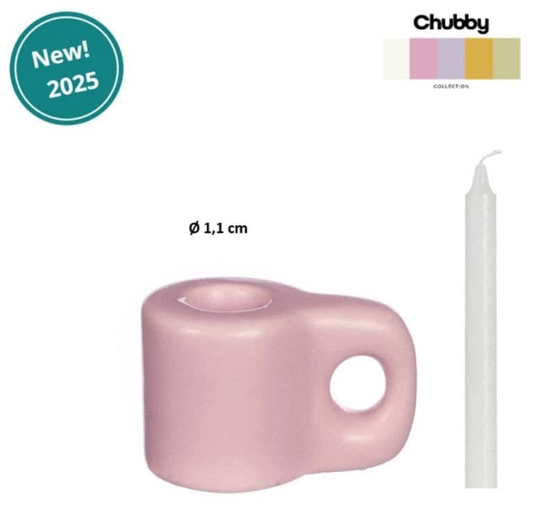 Chubby candle holder l.8 x w.5.5 x h.3.3 cm pink - All Good Things