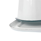 18.5cm x 10cm White Enamel Butter Dish - By Argon Tableware: Green