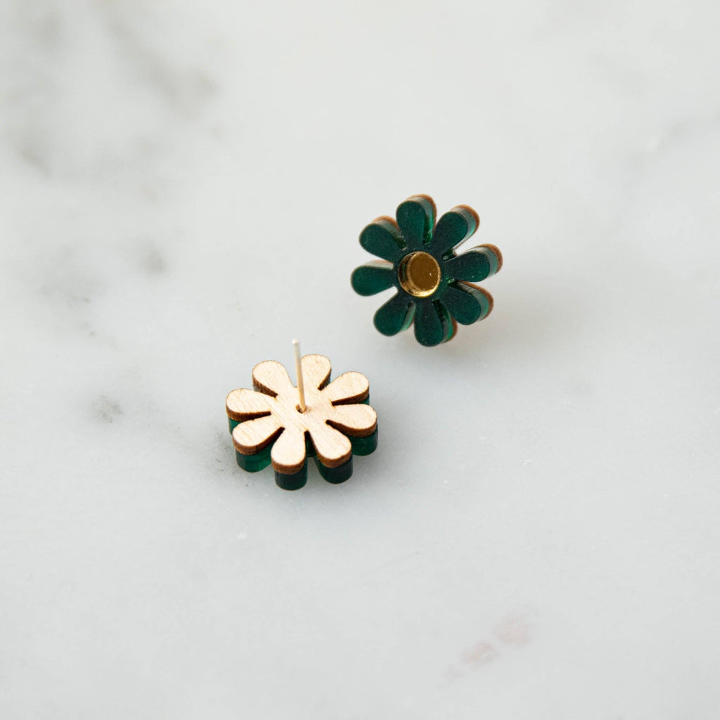 Daisy Stud Earrings: White & Gold - All Good Things