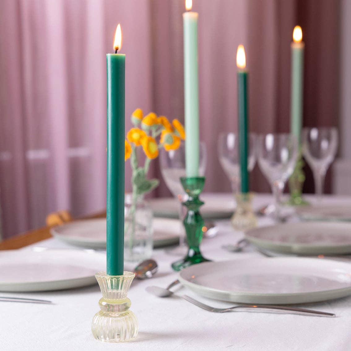 Dark Green Dinner Candles - All Good Things