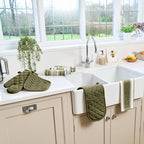 Love Colour Striped Tea Towel, Olive Green