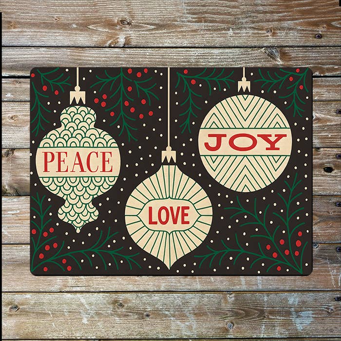 Peace Love Joy Metal Sign – Vintage Christmas Ornament Art: 6x8inch