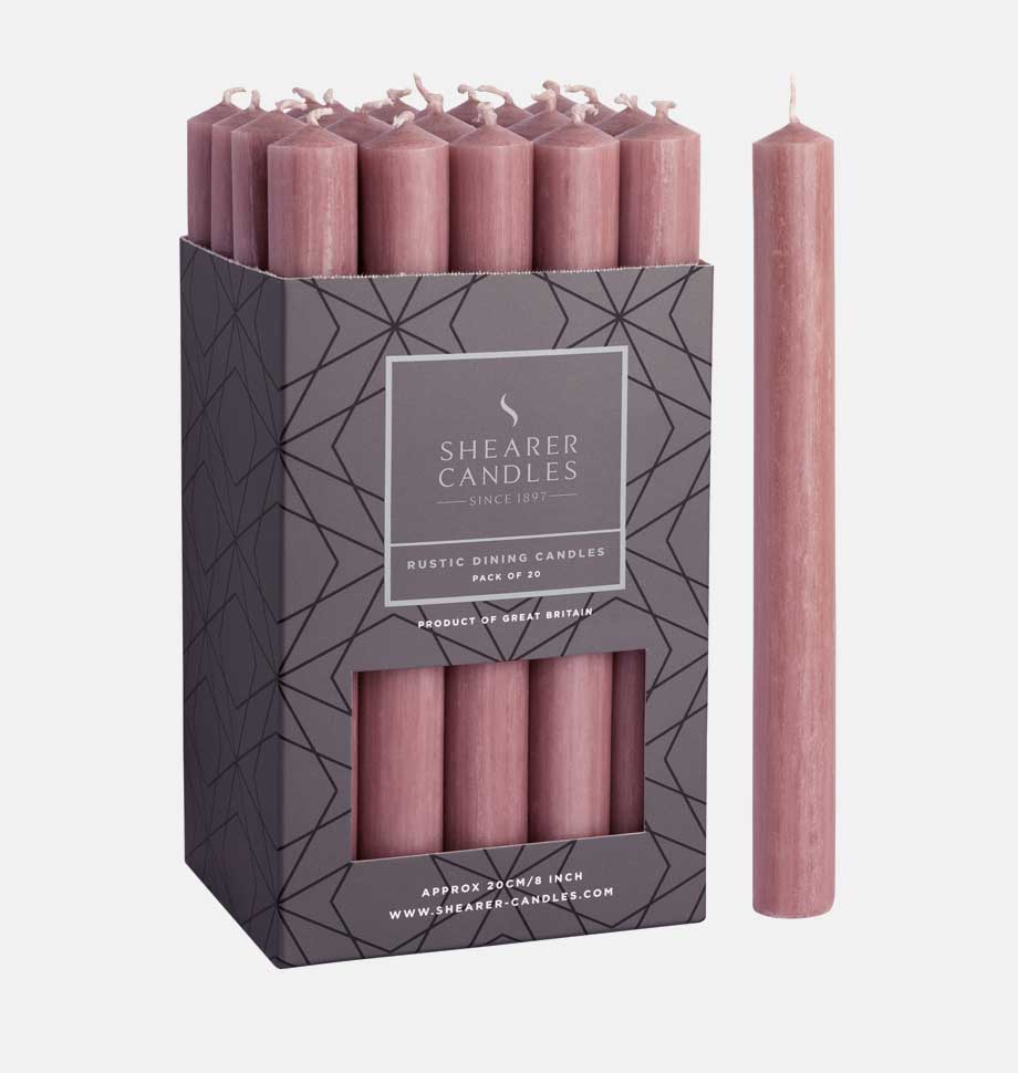 Dusty Pink 8 inch Dinner Candles x 20 - All Good Things