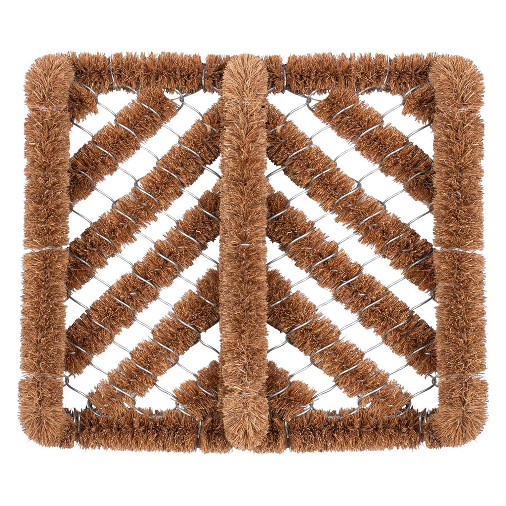 Coir mat with a diamond pattern on a white background