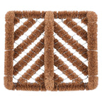 Coir mat with a diamond pattern on a white background