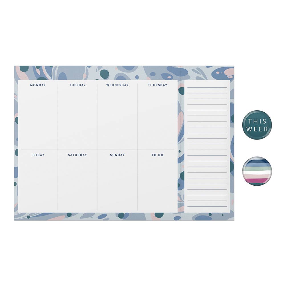 Weekly Planner Pad, Week To View, Organiser, Marble Design