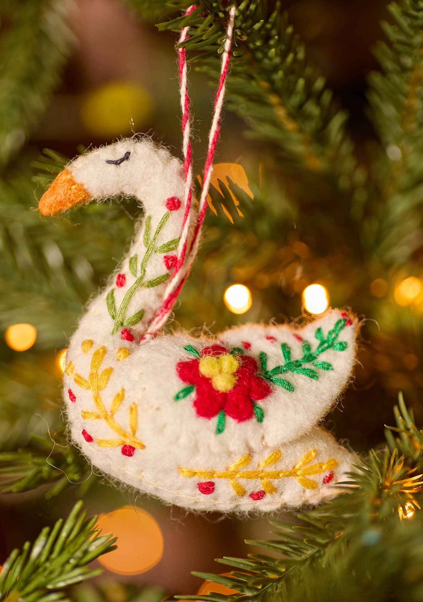 Embroidered Felt Swan Decorations - All Good Things