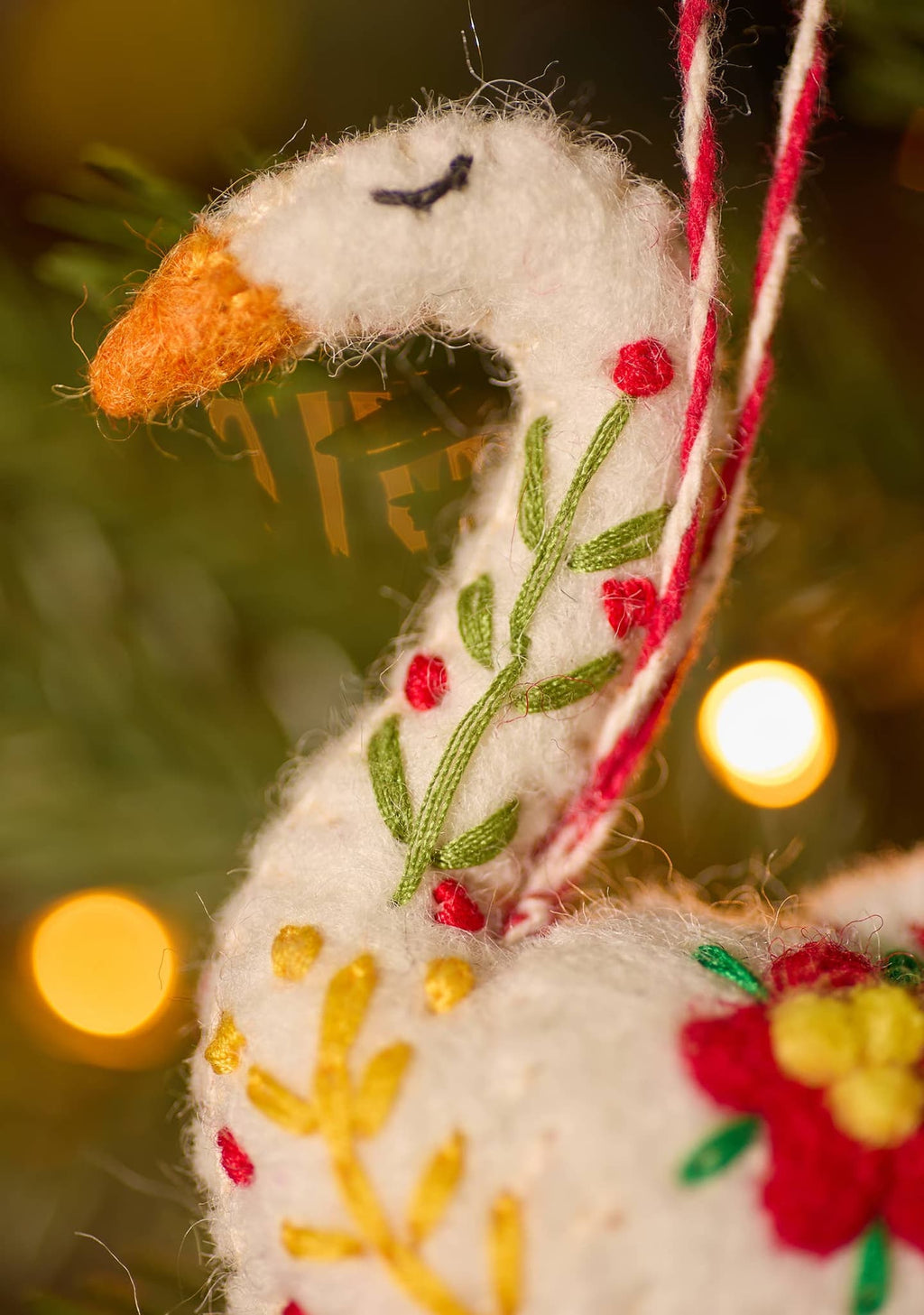 Embroidered Felt Swan Decorations - All Good Things