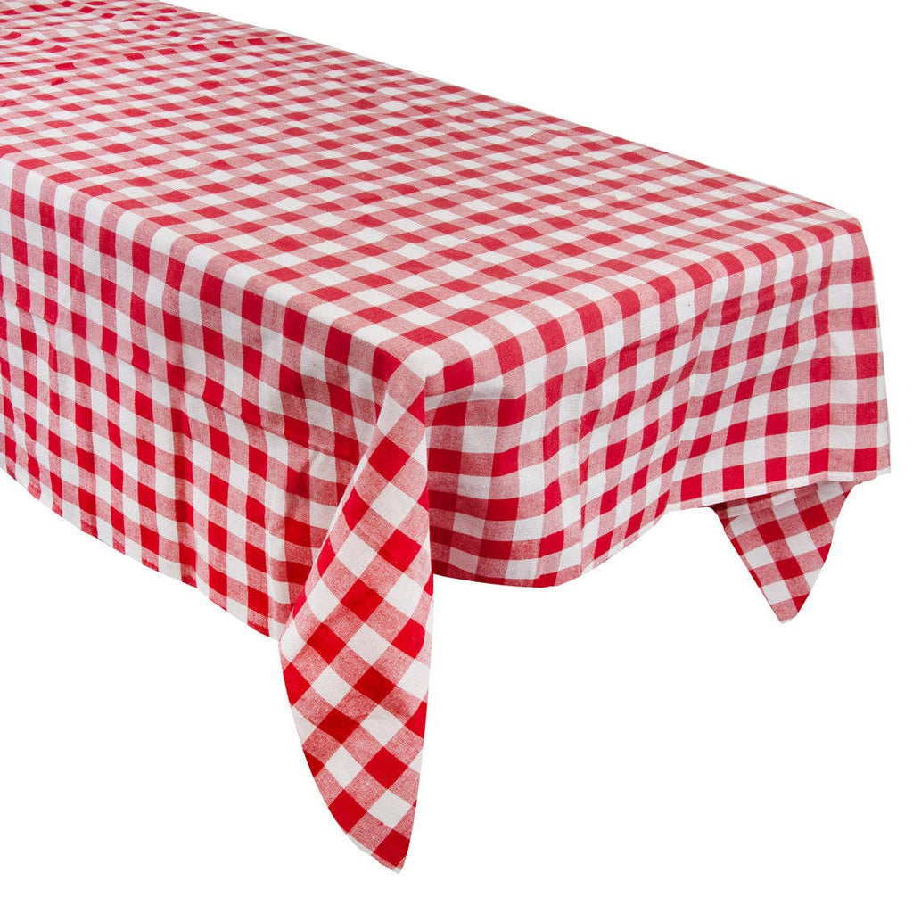 Red & White Cotton XL Gingham Tablecloth | 160cm x 250cm | Christmas Decor