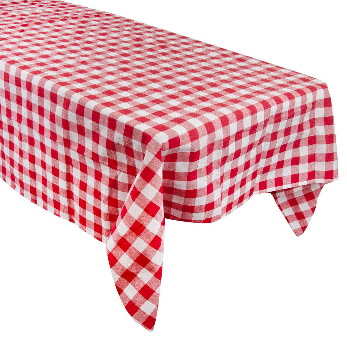 Red & White Cotton XL Gingham Tablecloth | 160cm x 250cm | Christmas Decor