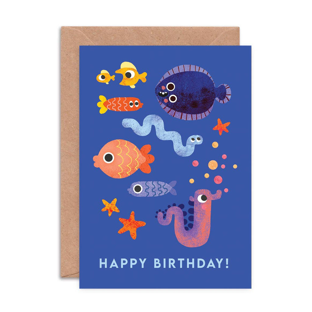 Fish Faces Greeting Card | Funny Sea Themed Birthday Card - All Good Things