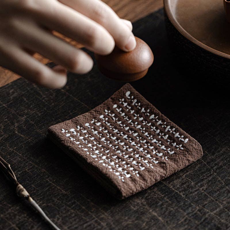 Gohobi Handmade Woven Cotton and Linen Gongfu Tea Towel: Coffee - All Good Things