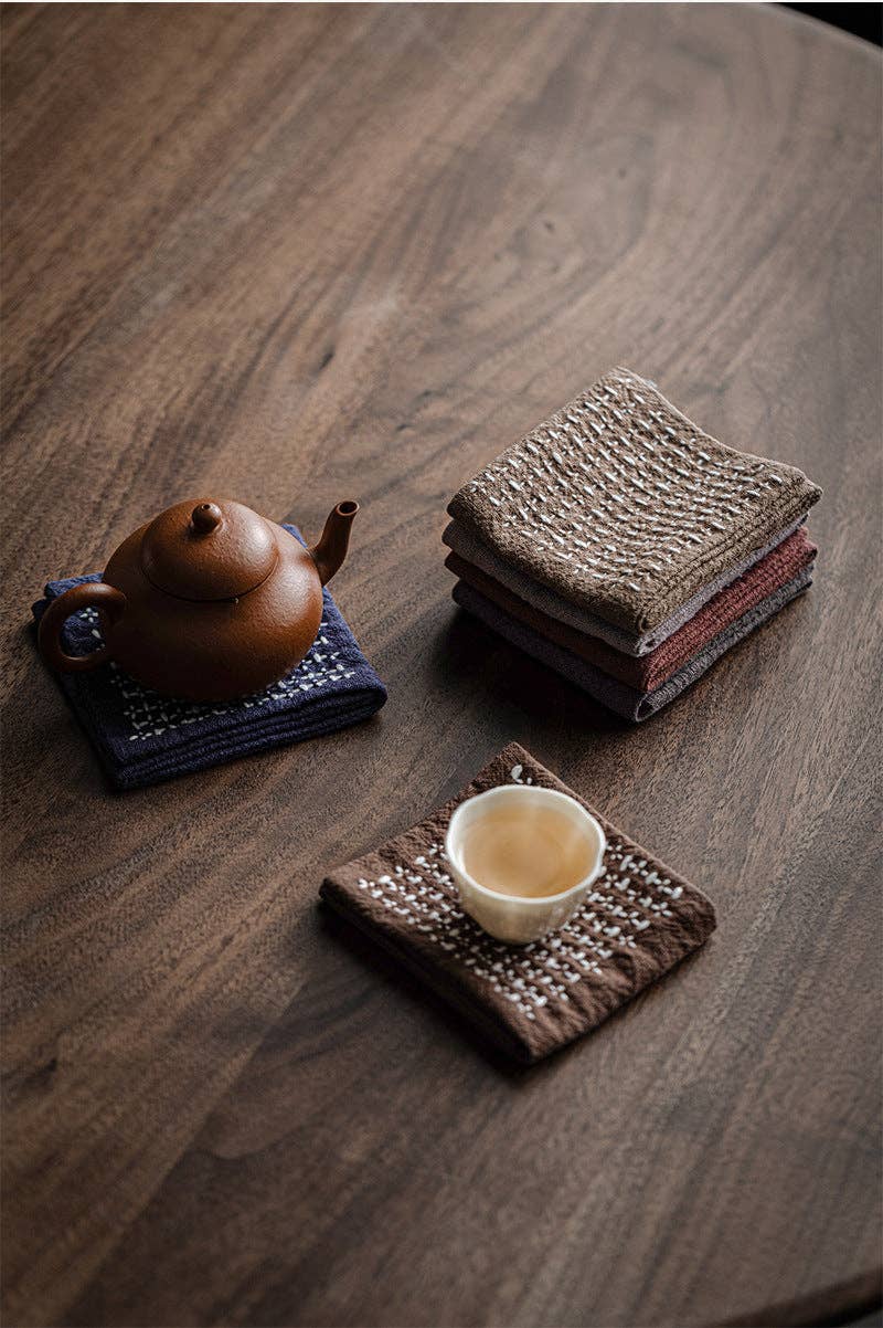 Gohobi Handmade Woven Cotton and Linen Gongfu Tea Towel: Coffee - All Good Things