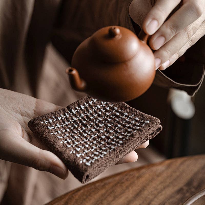 Gohobi Handmade Woven Cotton and Linen Gongfu Tea Towel: Coffee - All Good Things