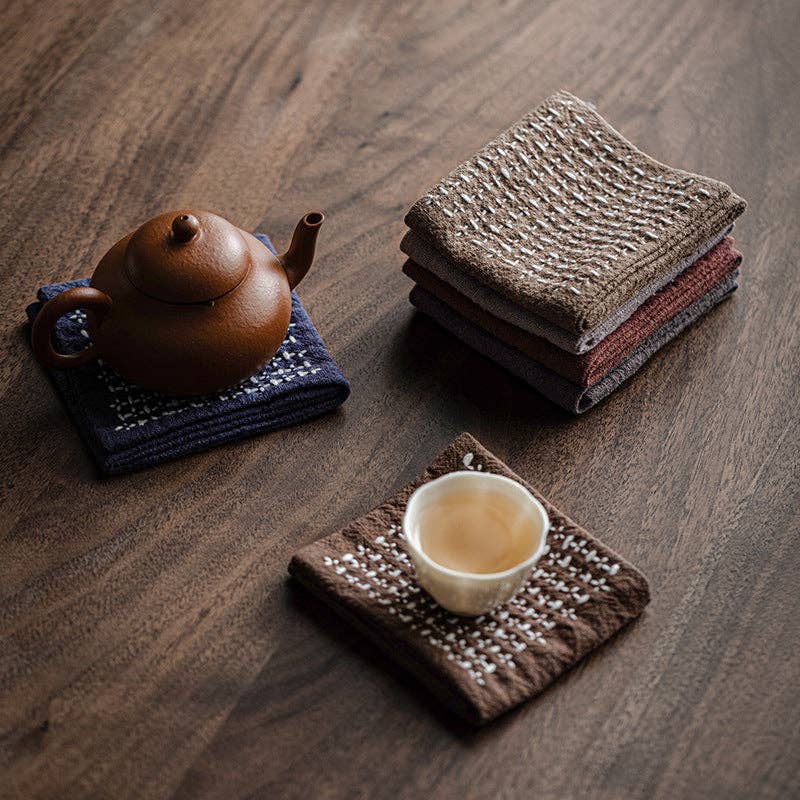 Gohobi Handmade Woven Cotton and Linen Gongfu Tea Towel: Light Green - All Good Things