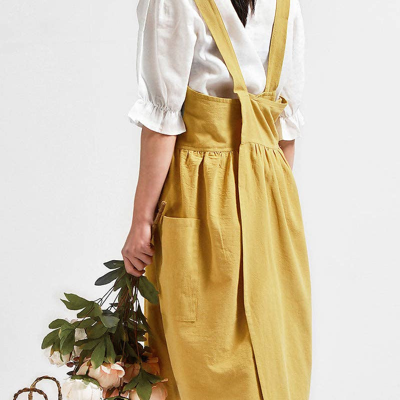 Gohobi Korean Cotton-Linen Artisan Apron: Yellow - All Good Things