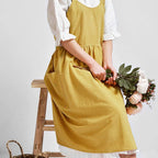 Korean Cotton-Linen Artisan Apron: Yellow - All Good Things