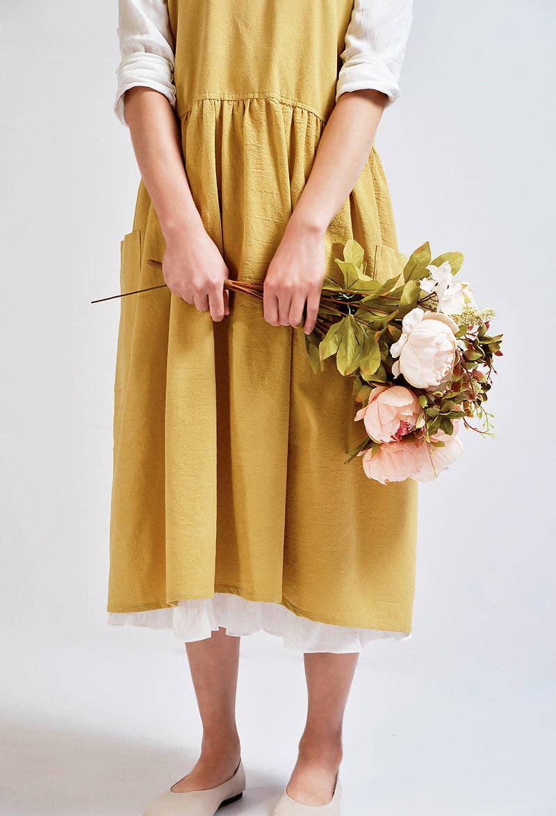 Gohobi Korean Cotton-Linen Artisan Apron: Yellow - All Good Things