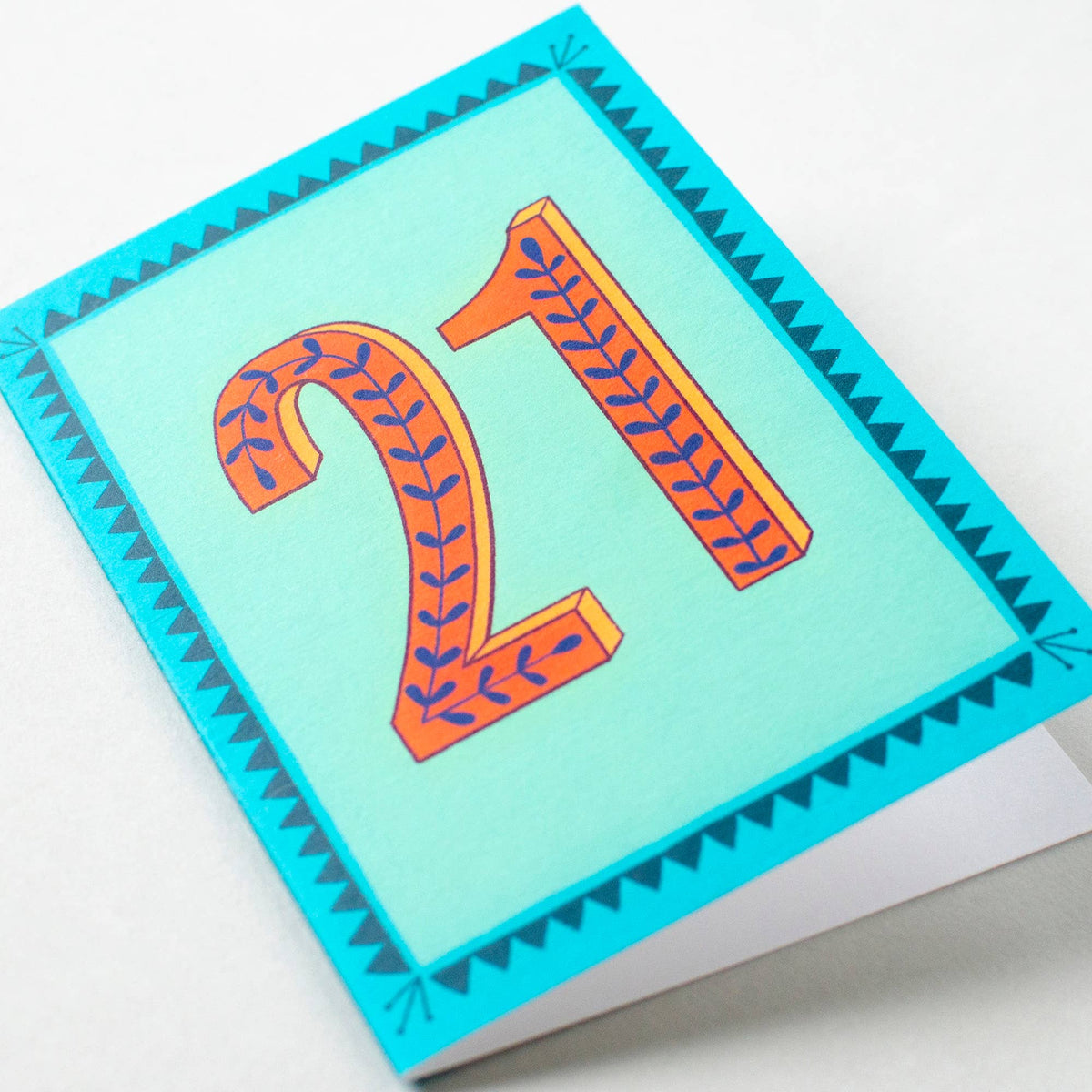 Greetings Card - Happy 21st Birthday - Blue & Mint Green - All Good Things