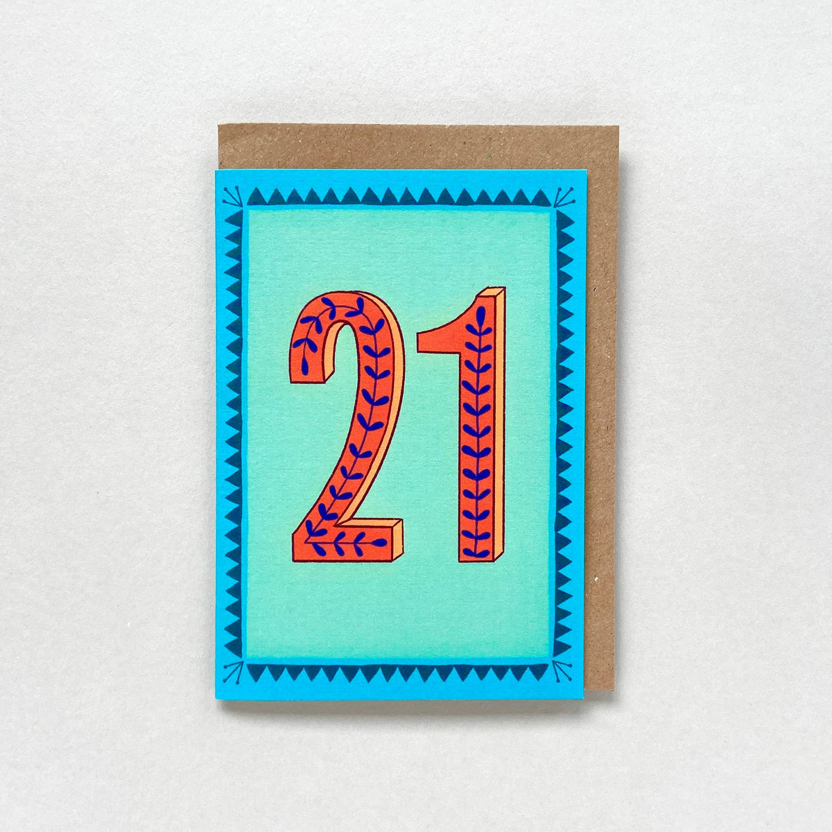 Greetings Card - Happy 21st Birthday - Blue & Mint Green - All Good Things
