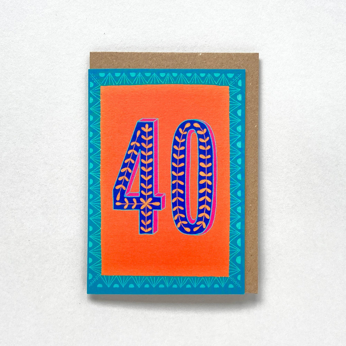Greetings Card - Happy 40th Birthday - Orange - All Good Things