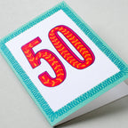 Greetings Card - Happy 50th Birthday - White - All Good Things