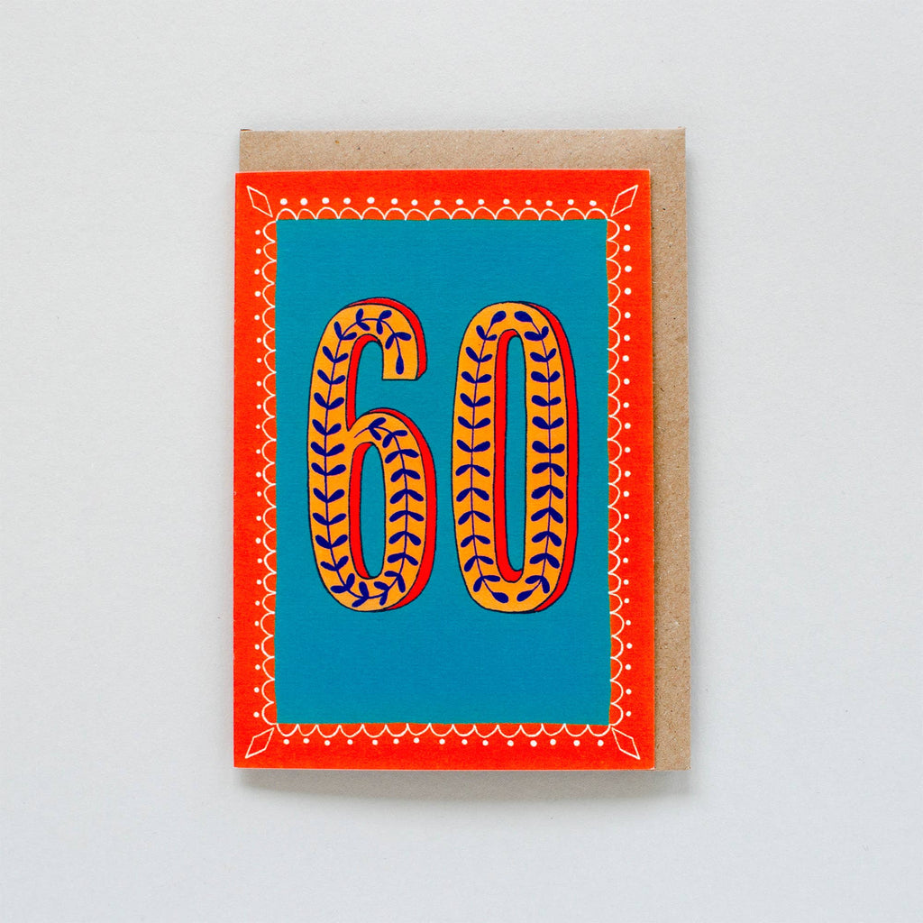 Greetings Card - Happy 60th Birthday - Blue - All Good Things