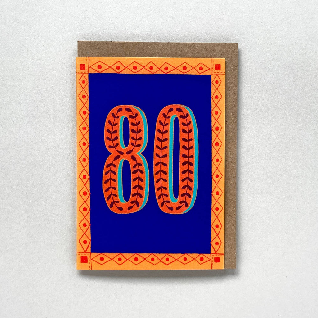 Greetings Card - Happy 80th Birthday Blue & Yellow - All Good Things