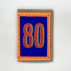 Greetings Card - Happy 80th Birthday Blue & Yellow - All Good Things