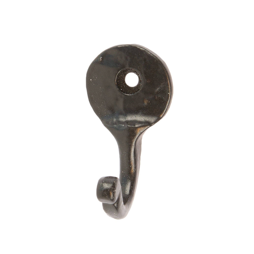 Hammered Round Plate Single Hook - W25mm x H45mm - Black - All Good Things