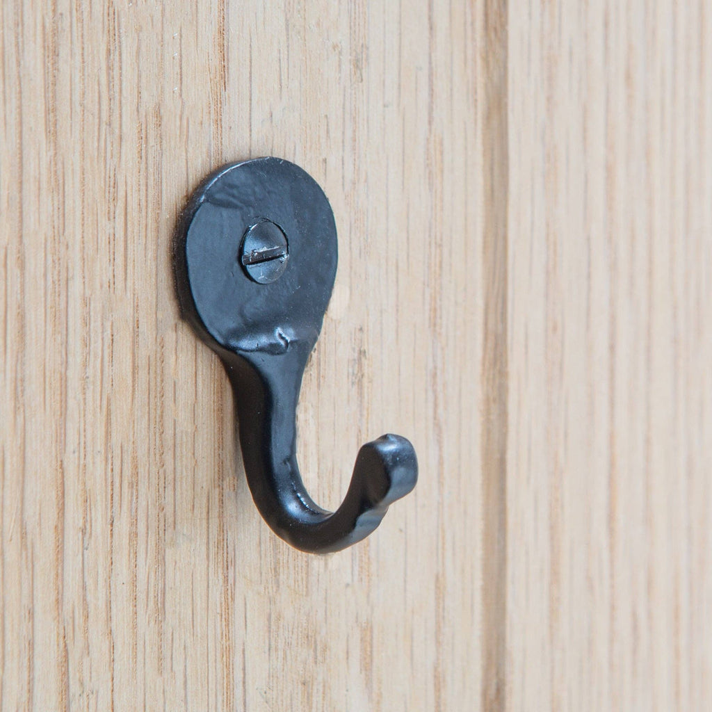 Hammered Round Plate Single Hook - W25mm x H45mm - Black - All Good Things