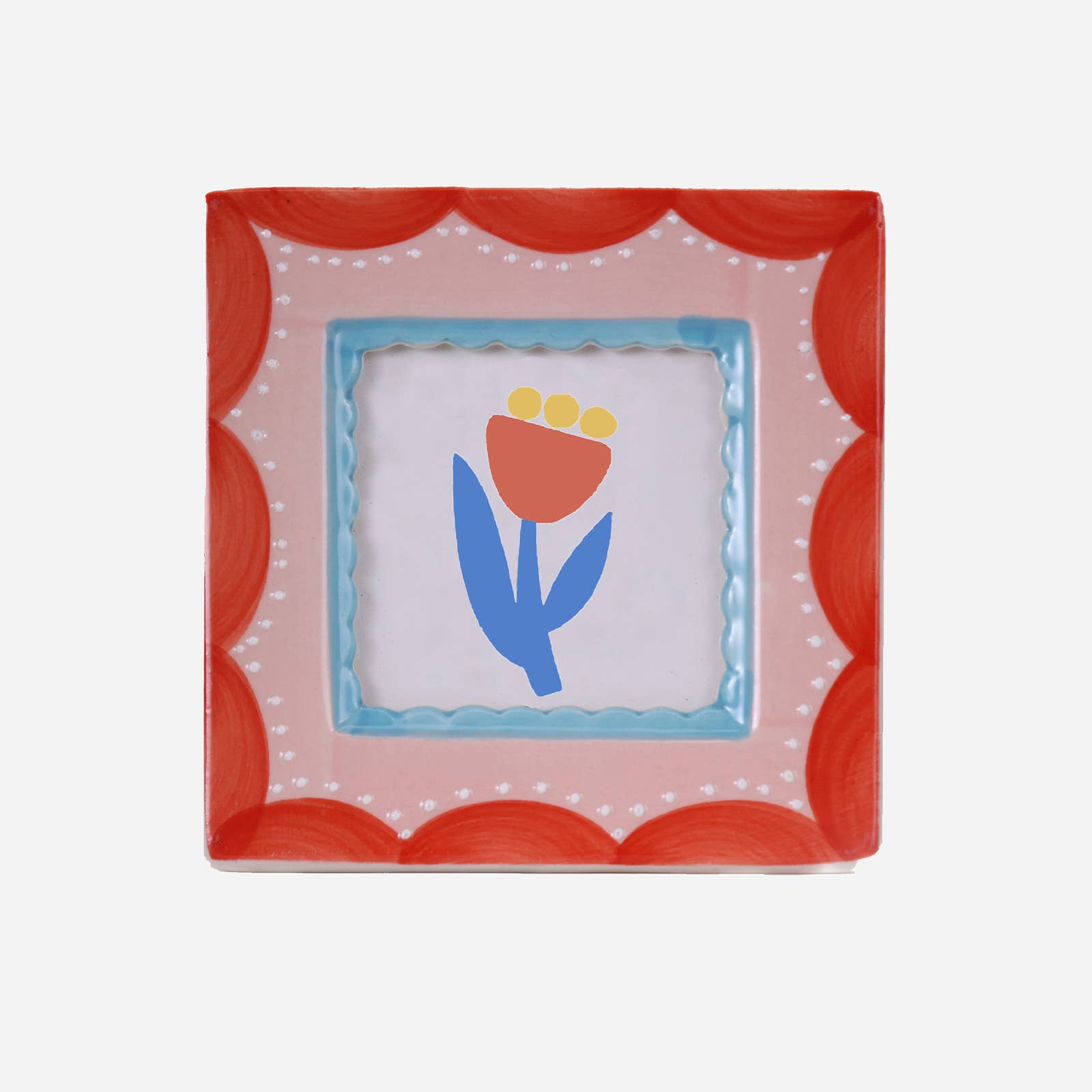 Hand-painted Ceramic Photo Frame | Red Scallop - All Good Things