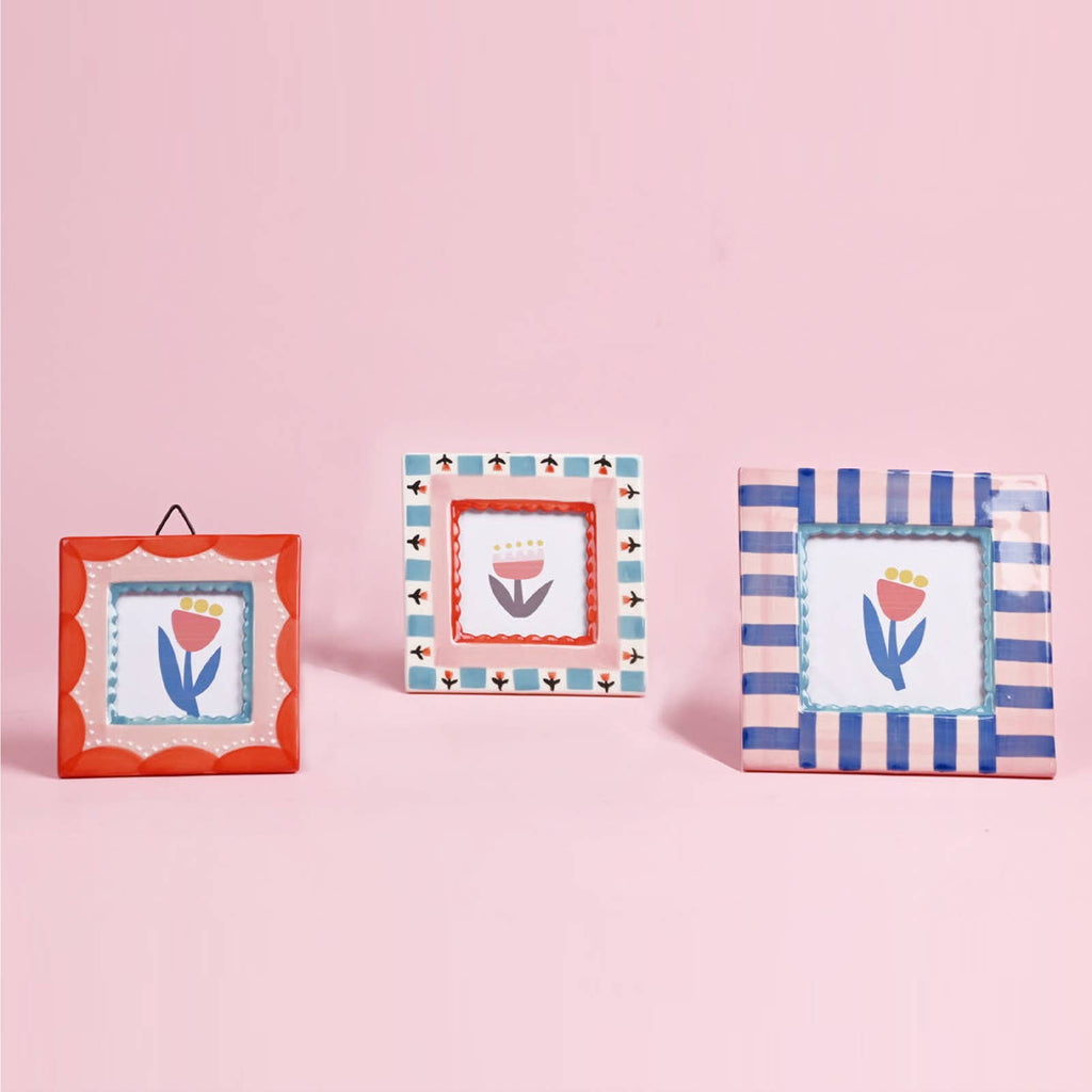 Hand-painted Ceramic Photo Frame | Red Scallop - All Good Things