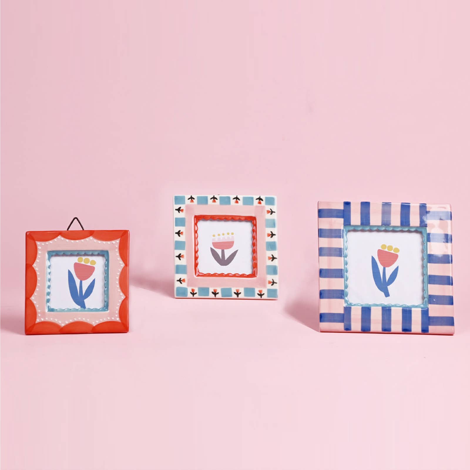 Hand-painted Ceramic Photo Frame | Red Scallop - All Good Things