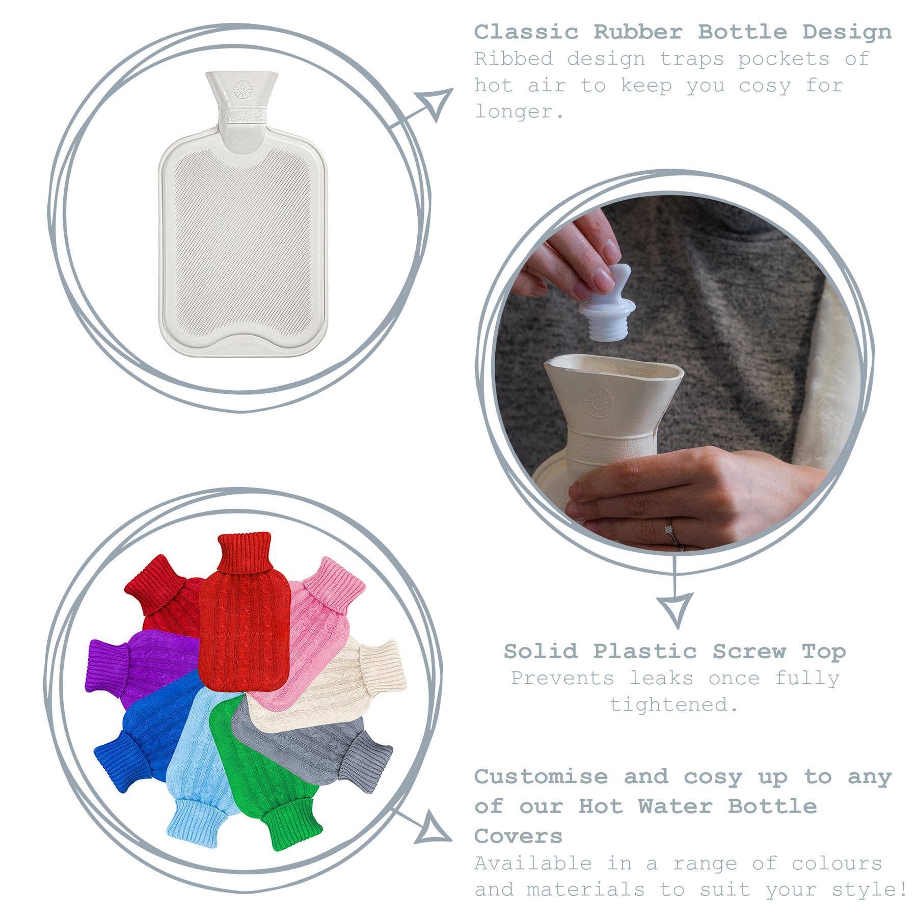 Harbour Housewares Hot Water Bottle - 2 Litres - Cream - All Good Things