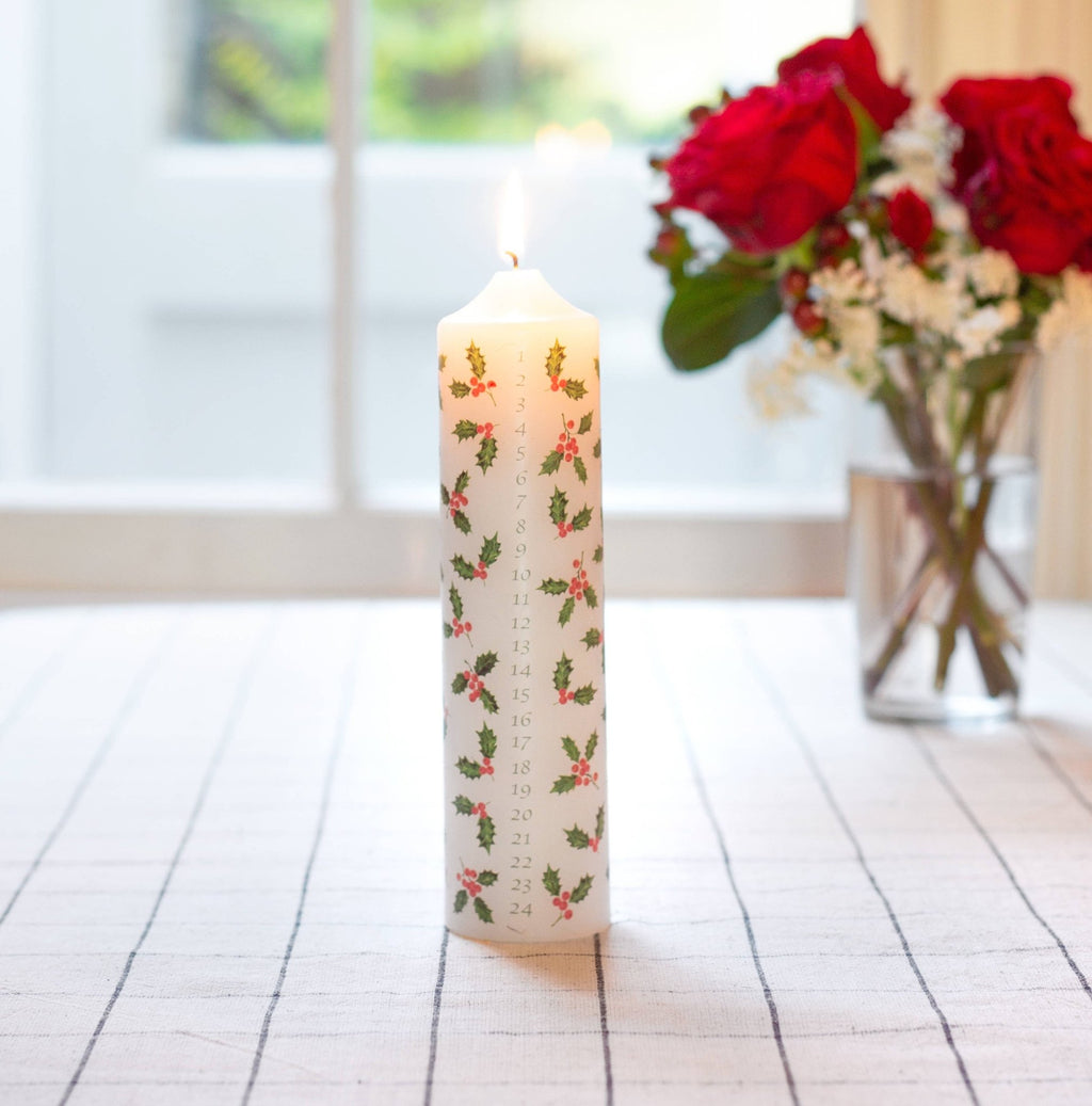 Holly Christmas Pillar Advent Candles | Christmas Countdown | - All Good Things