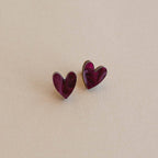 I Heart You Stud Earrings in Merlot Red Marble - All Good Things