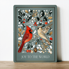 Joy to the World Christmas Birds Metal Sign Winter Foliage: 6x8inch - All Good Things