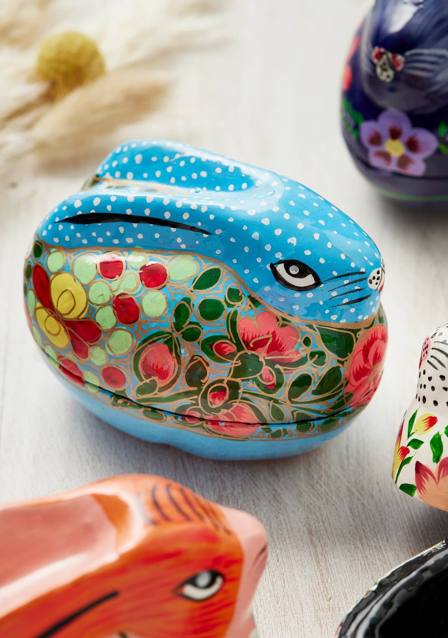 Kashmiri Floral Bunny Handpainted Easter Gift Box - All Good Things