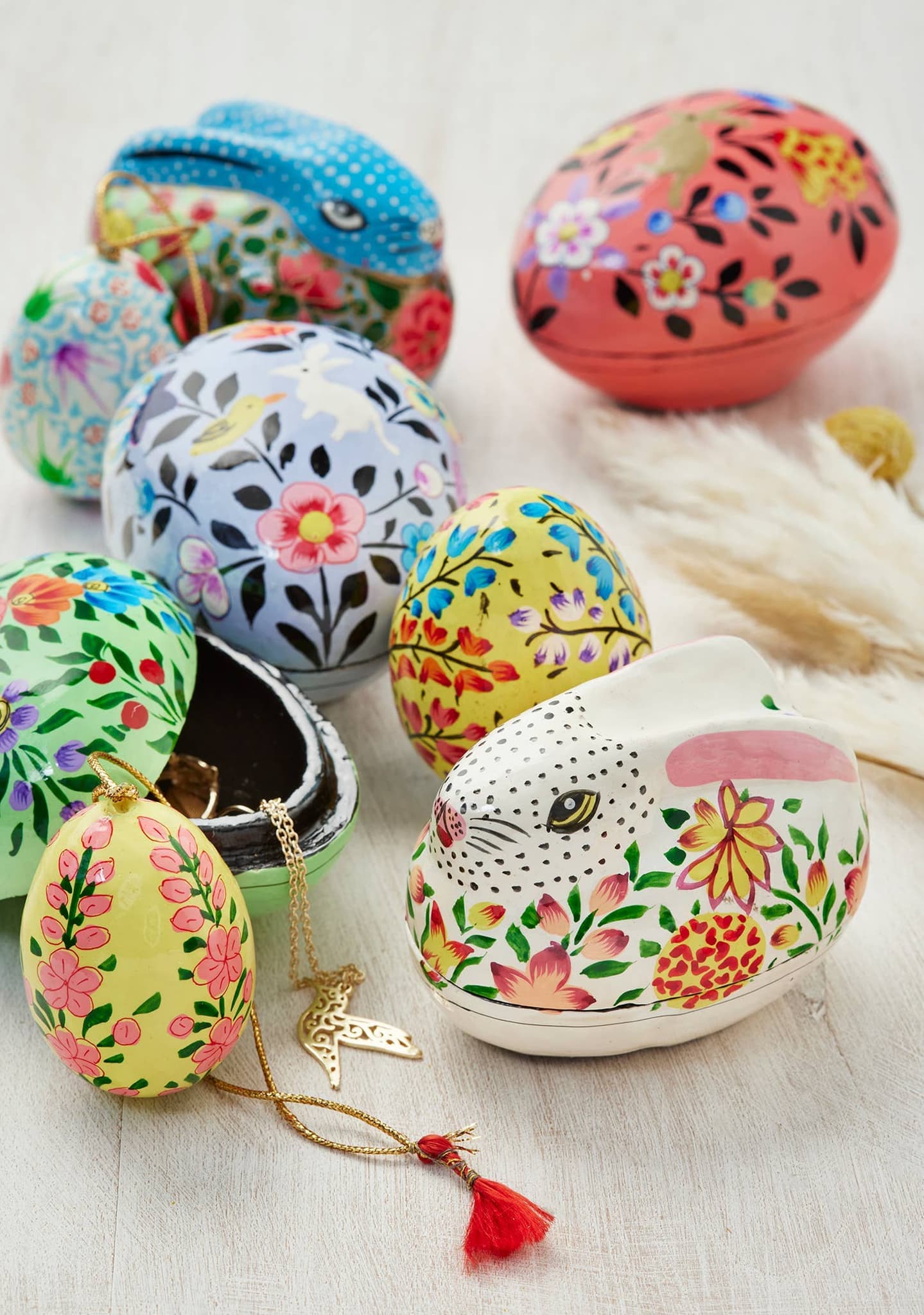 Kashmiri Floral Bunny Handpainted Easter Gift Box - All Good Things