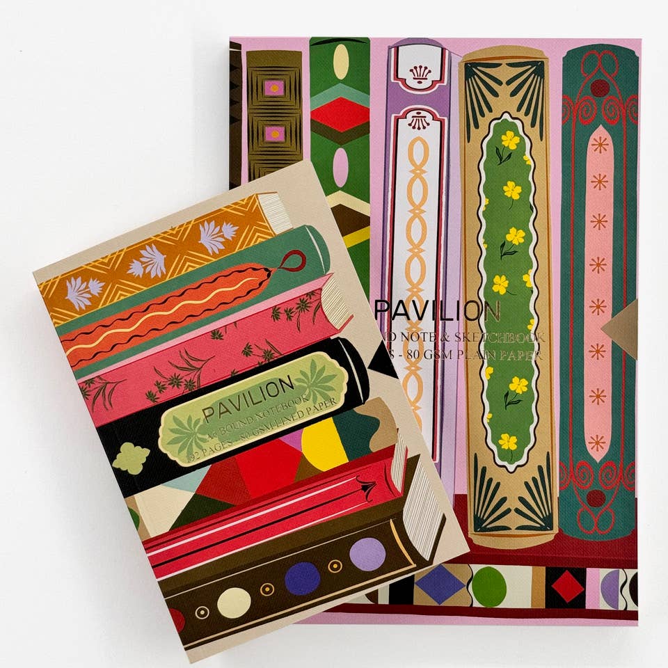 Library Patterned Book A6 Buckram Foiled Notebook - All Good Things