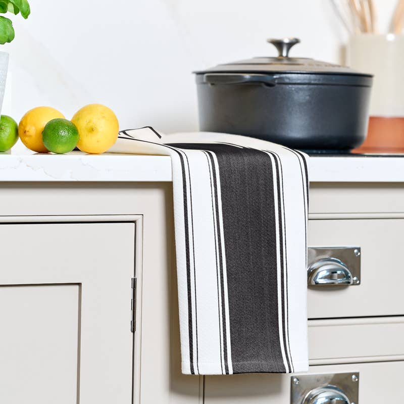 Love Colour Striped Tea Towel - True Black - All Good Things