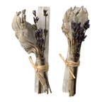 Mini Smudge Cluster, White Sage, Lavender & Selenite Wand 4" - All Good Things