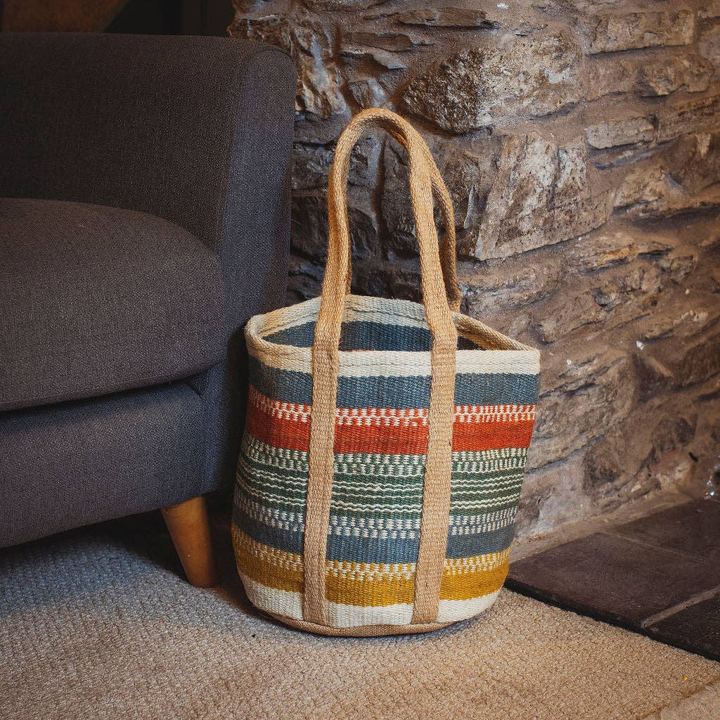 Multi Colour Stripe Basket bag in a living 
