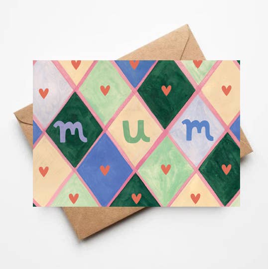 'MUM' Hearts and Chequered Card - All Good Things