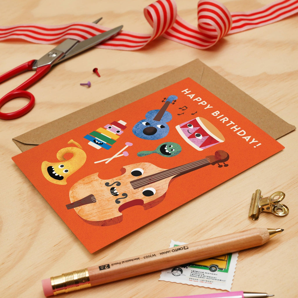Music Faces Birthday Card | Music Themed Greeting Card - All Good Things