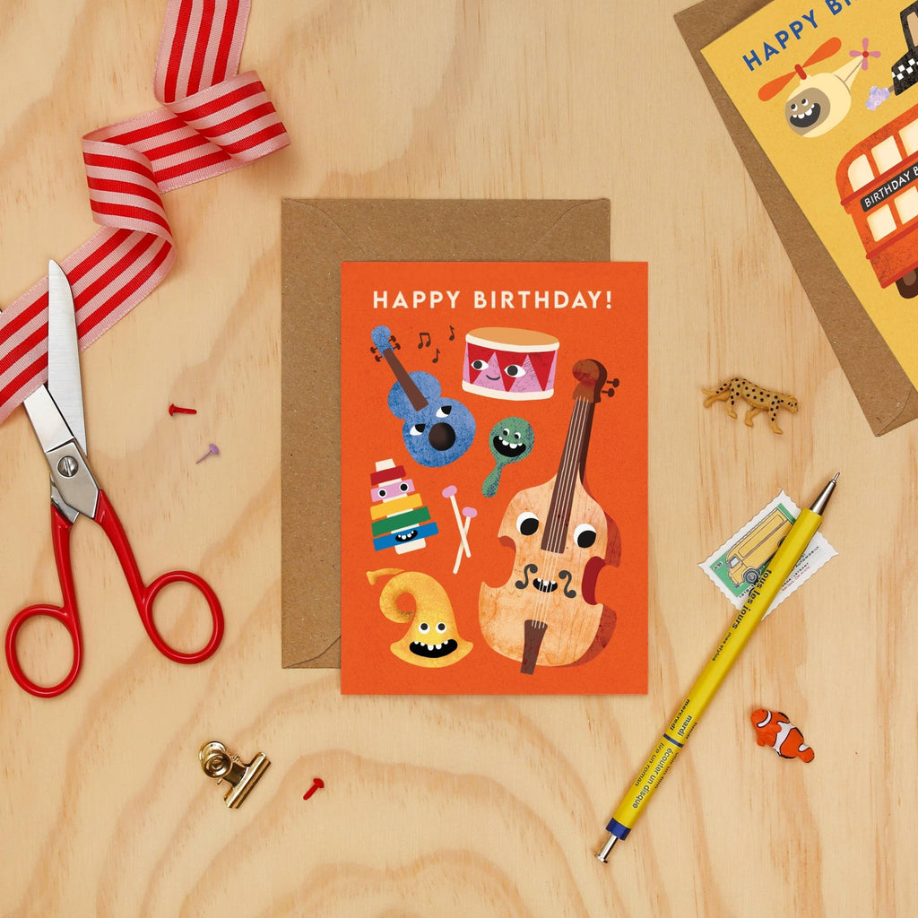 Music Faces Birthday Card | Music Themed Greeting Card - All Good Things
