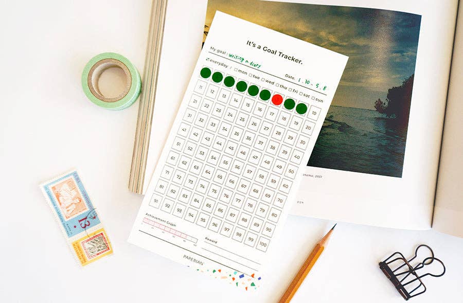 Paperian Goal Tracker 30 Days: White - All Good Things