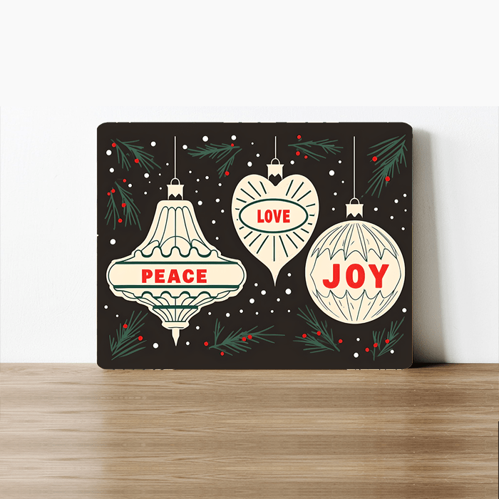 Peace Love Joy Metal Sign – Vintage Christmas Ornament: 6x8inch - All Good Things