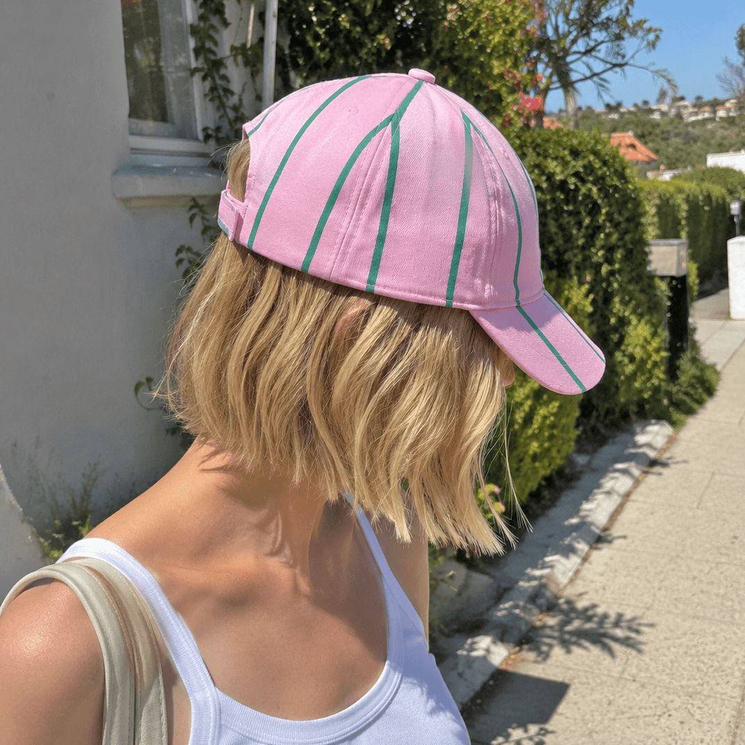 Pink & Green Striped Baseball Cap - All Good Things